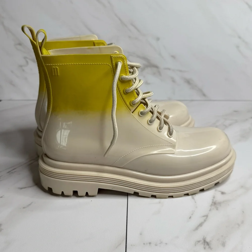Melissa Coturno Jelly Combat Boots Yellow Ombre - Picture 4 of 10